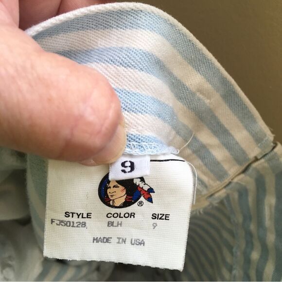 VINTAGE CHEROKEE DENIM SKIRT IN BLUE AND WHITE STRIPES - Picture 7 of 7